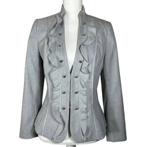 White House/ Black Market Gray Jacket With Silver Buttons Size 8
